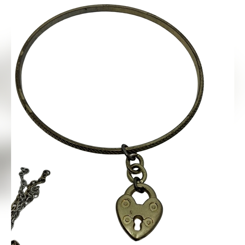 Gold & Silver Tone Charm Bangle Stack - Tassel, K… - image 7